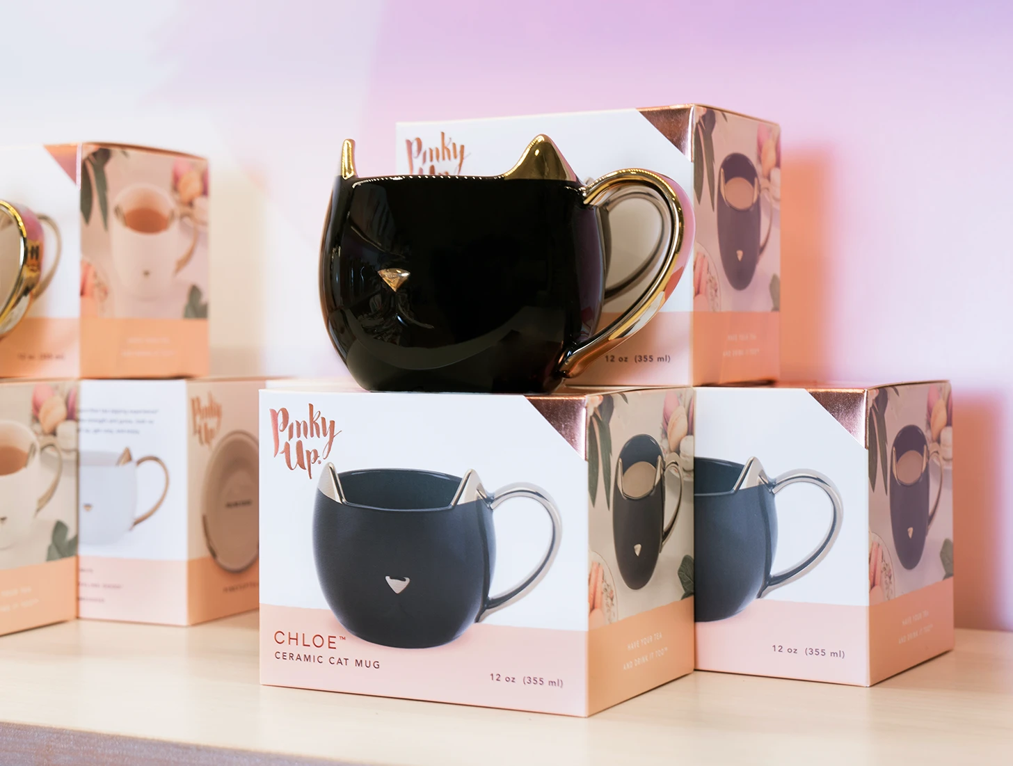 Adorable cat mugs & ceramic trays designed by Lovina Hua